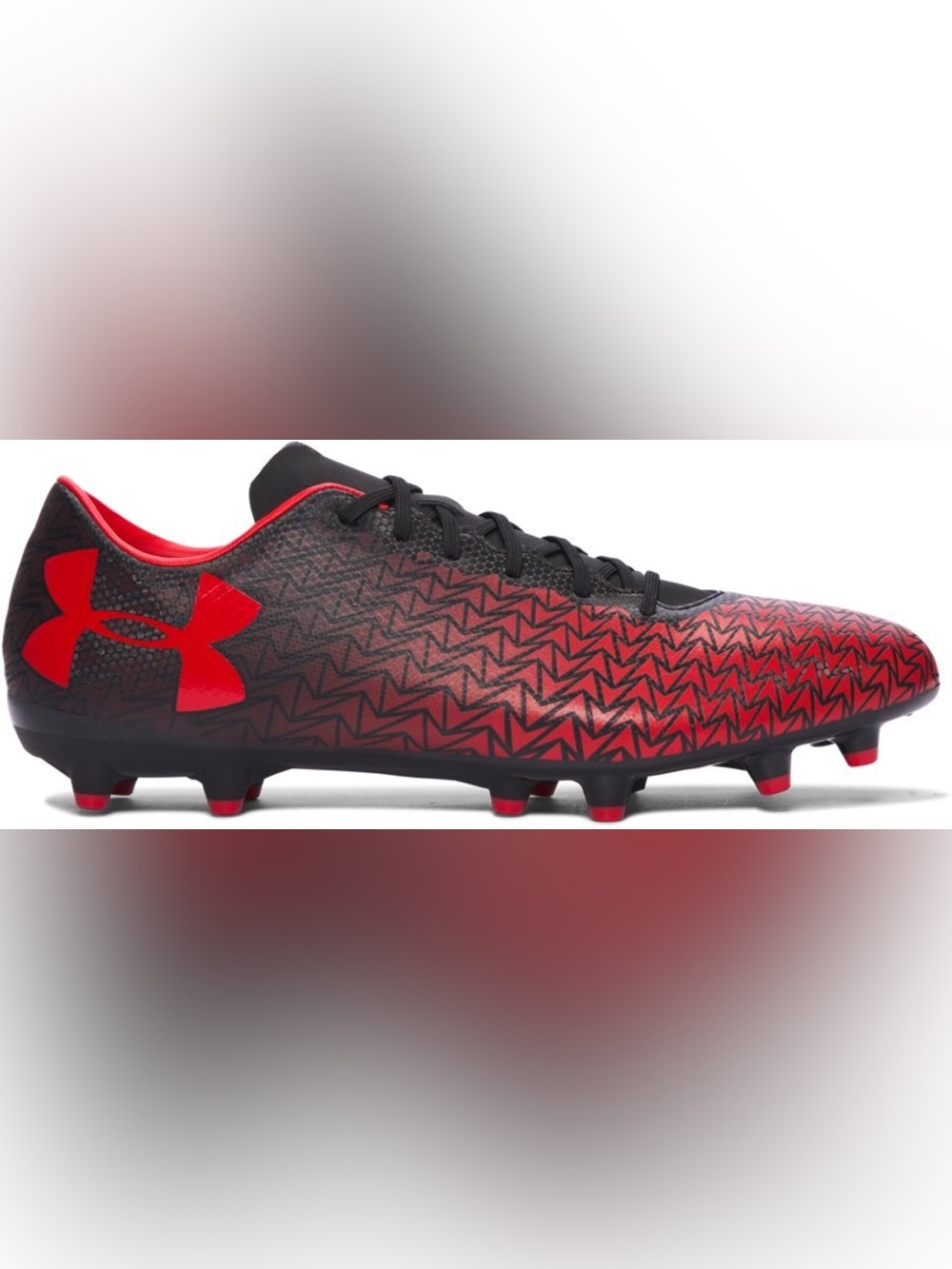 Under Armour CF Force 3.0 FG soccer cleats red black geometric pattern size 5Y